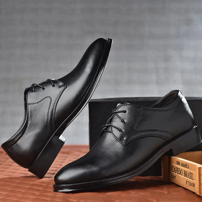 Black Men's Leather Formal Shoes for Men Oxfords Male New Wedding Party Office Business Shoe Man atos de hombre Plus Size 416a Oxds