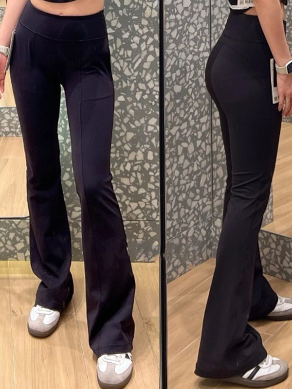 2025--Yoga pants Women's high-waisted flared pants pocket sports fitness running yoga wide leg pants