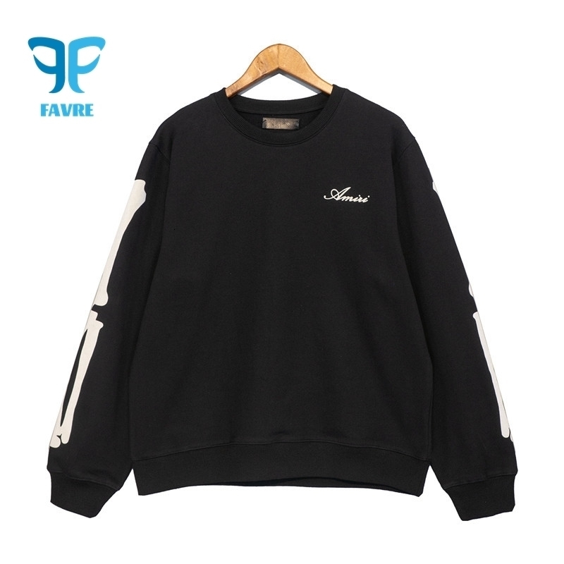 Favre Cracked Bone Sweatshirts Crewneck Casual Printed Hoodies Fashion Trend Y2K Street Clothing Hip Hop Loose Pulling 240902