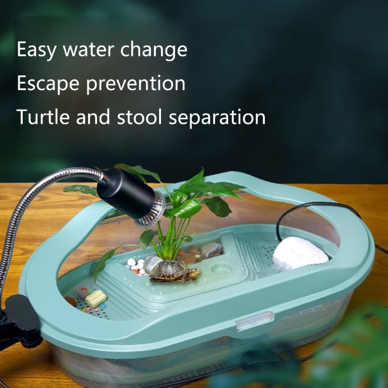Terrariums with Drain Bottom Plastic Basin Separable Reptiles Aquarium for Terrapins with Ramps