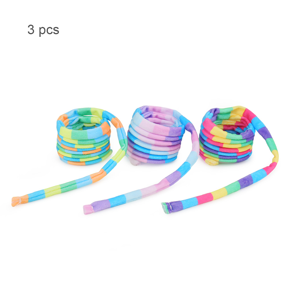 3pcs Rainbow Coloured Spring Cat Toy Cute Pet Plush Fabric Toys For Kitten