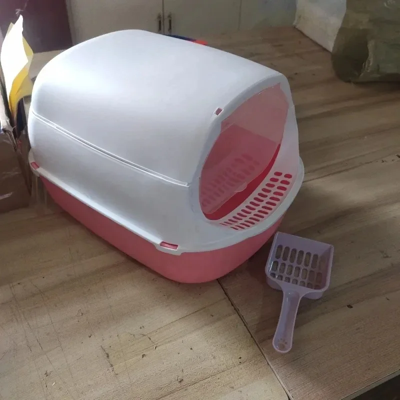 Large Capacity Pet Sandbox Cat Litter Box Splashproof Cat Tray Cat Toilet Cleaning Basin Supplies Pet Toilet Kitten Tray Bedpan