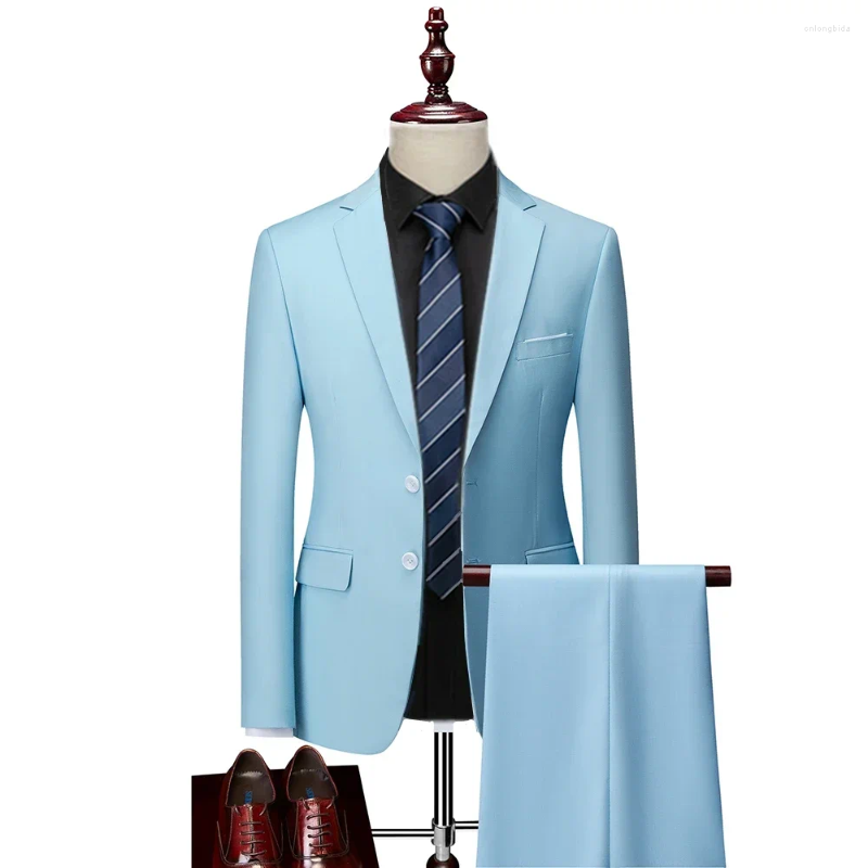 Mens Suits 3 Pcs Set Blazers Jacket Pants Vest Fashion Men Casual Boutique Business Slim Dress Formal Coat Trousers