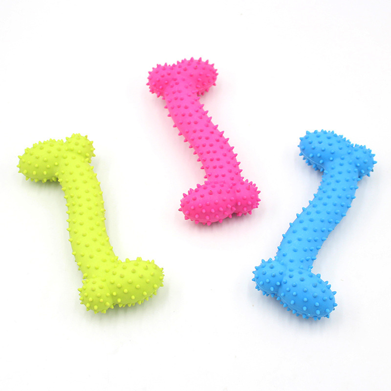 Soft Pet Rubber Dog Toy Rubber Bone Bite Resistant Pet Toys Dog Chew Molars Teeth Training Odorless Toys Solid Products For Dogs