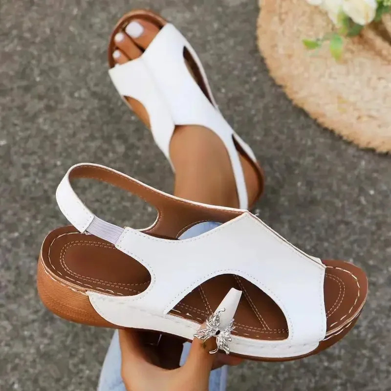 2025 new Wedge Women's Heeled Sandals Summer Peep Toe Platform Sandalias Woman Casual Non Slip Beach Sandles Plus Size Ladies 509a