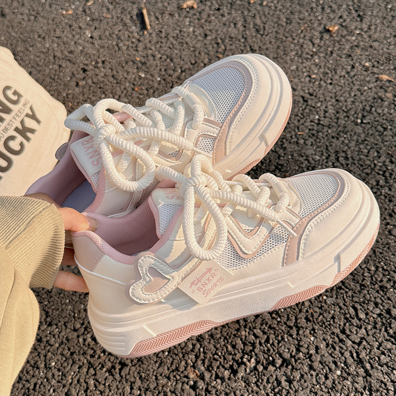Women's autumn pink breathable casual sports board shoes