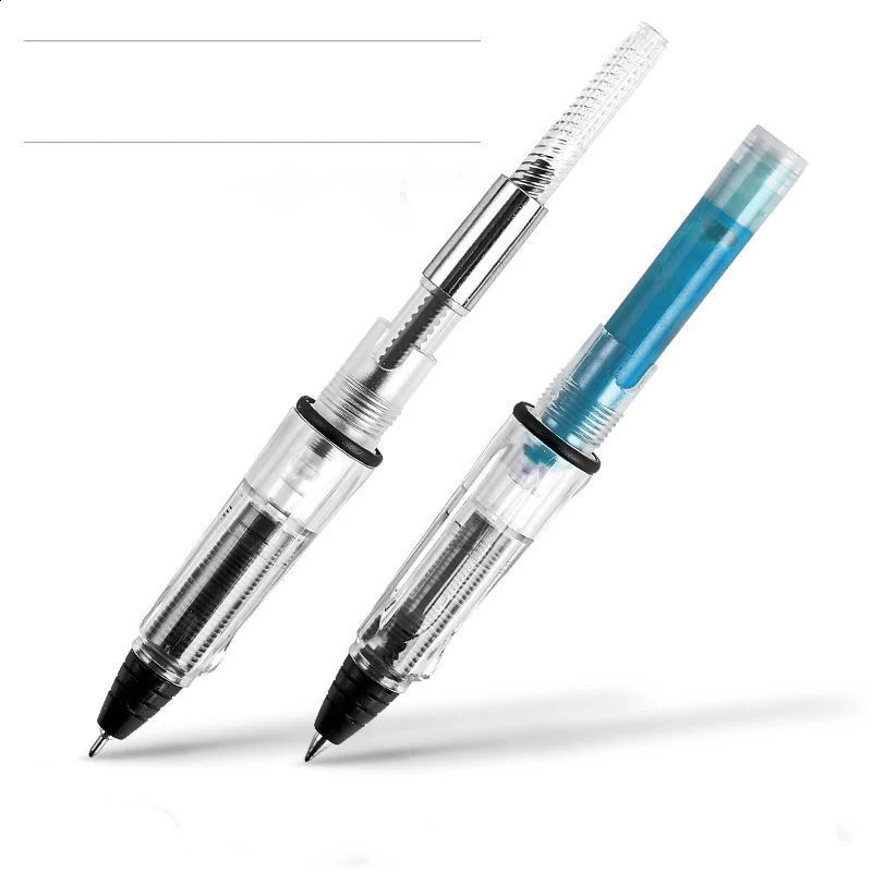 High Quality Piston Fountain Pen Transparent White bullet Needle 038mm 05mm Stationery Office School Supplies 240902