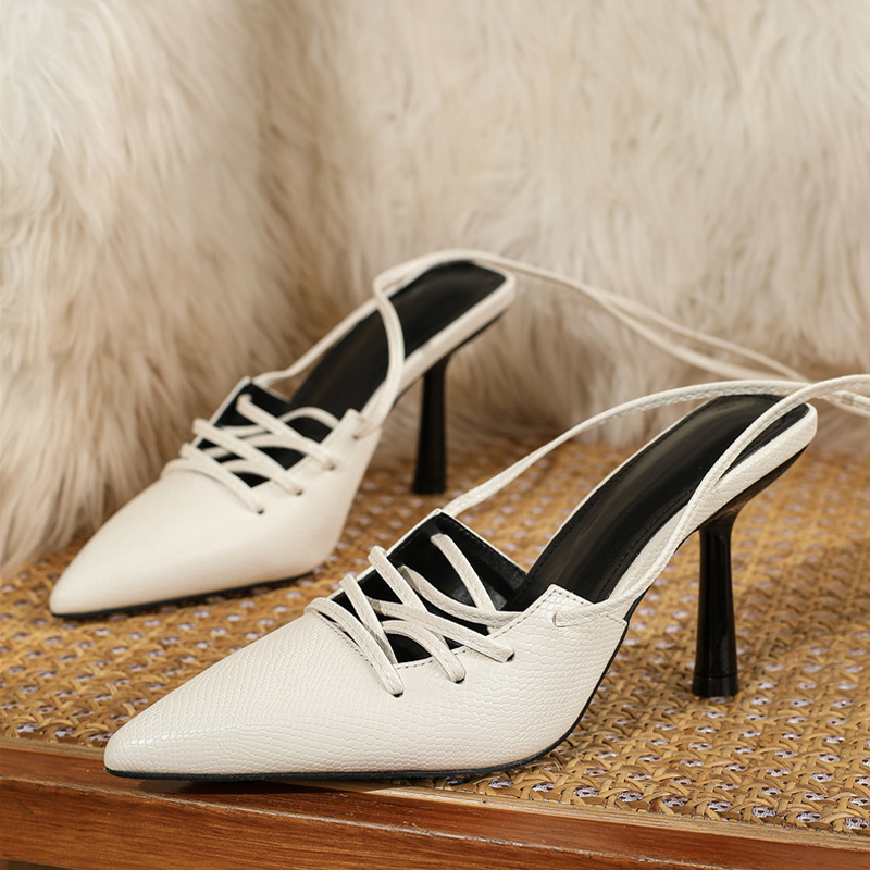 2025 new Designer Liyke Snake Print Ankle Strap Pumps Sandals Women Sexy Pointed Toe Thin Heels Wedding Banquet Dress Mule Ladies Shoes f767