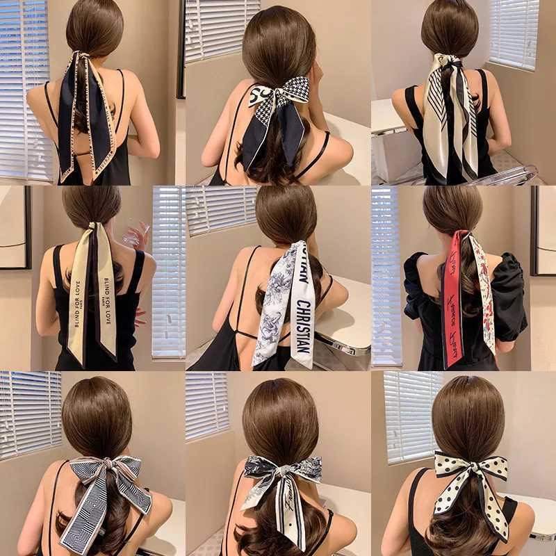 Vintage Hairband Fashion Scarf Ribbon Headpiece French Hair Tie Ribbon Womens Girl Hair AccessoriesY240902