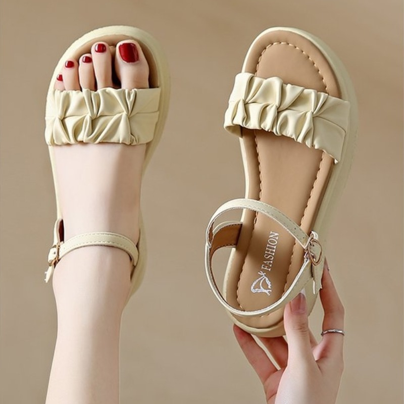 2025 NEW Summer New Open Toe Pearl Button Strap Waterproof Platform Sandals Women Thick Sole Shoes for Women s d s