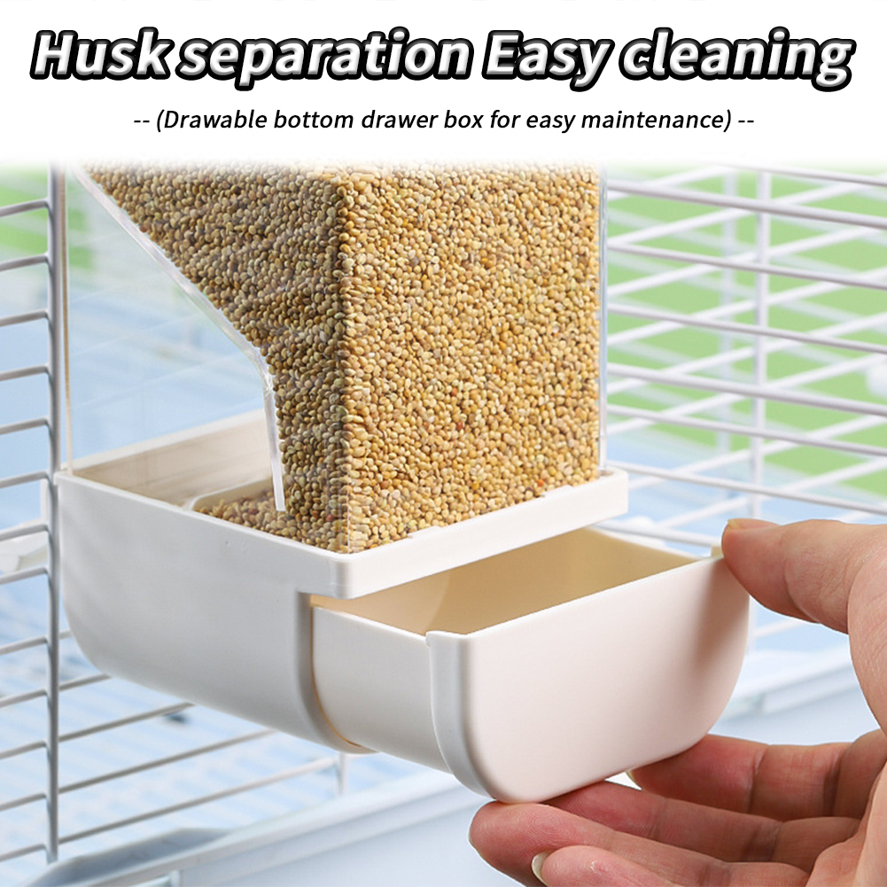 Automatic Bird Feeder No Mess Pet Feeder Food Container With Pull-out Bottom Drawer Parakeet Cage Accessories For Parrot Budgies