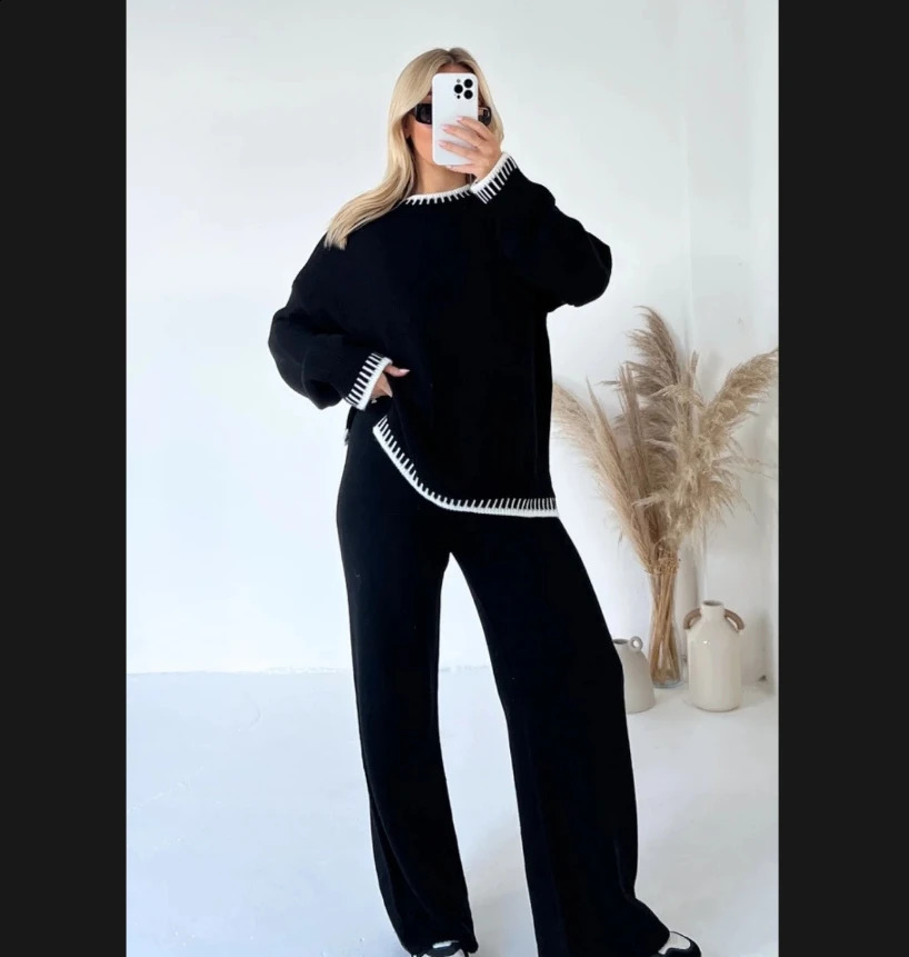Fasion set weaters Winter Sweater women Knitwear pants Knitted 240903