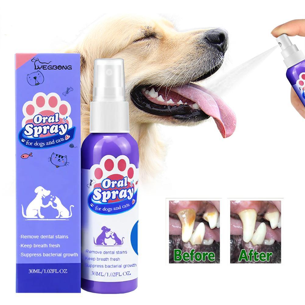30ml Pet Spray Oral Care for Dogs Removes Plaque Cleans Teeth Breath Freshener Dogs Cats Teeth Clean Deodorant Prevent Calculus