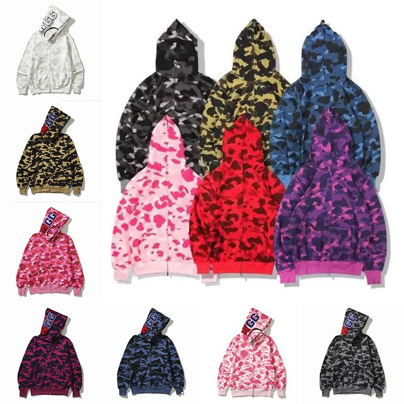 Sharks Hoodies Mens Women Designer Clothing Trousers Full Zip Jackets Pants Jogging Pullover Sweatshirts Black White Hip Hop Camouflage Jacket Casual Sweatshirt