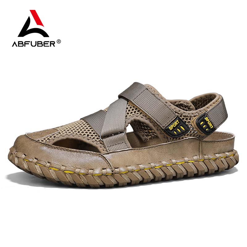 New 2024 Fashion Mesh Patchwork Men Sandals Hollow-Out Breathable Summer Shoes Men Outdoor Beach Sandals Casual Footwear