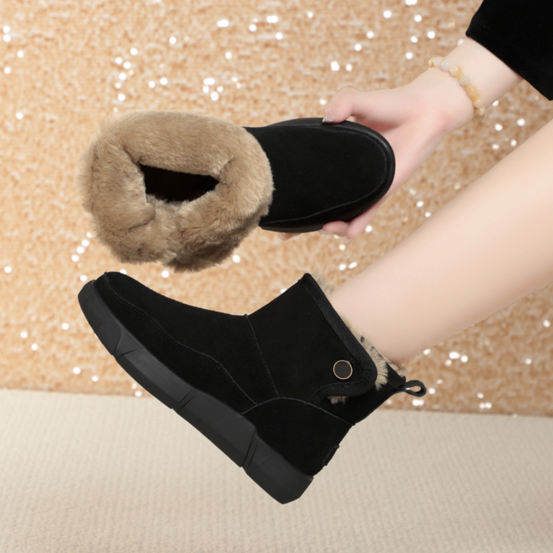 AIYUQI Women Snow Boots Genuine Leather 2024 New Winter Flat Non Slip Women's Short Boots Thick Wool Warm Women's Winter Boots