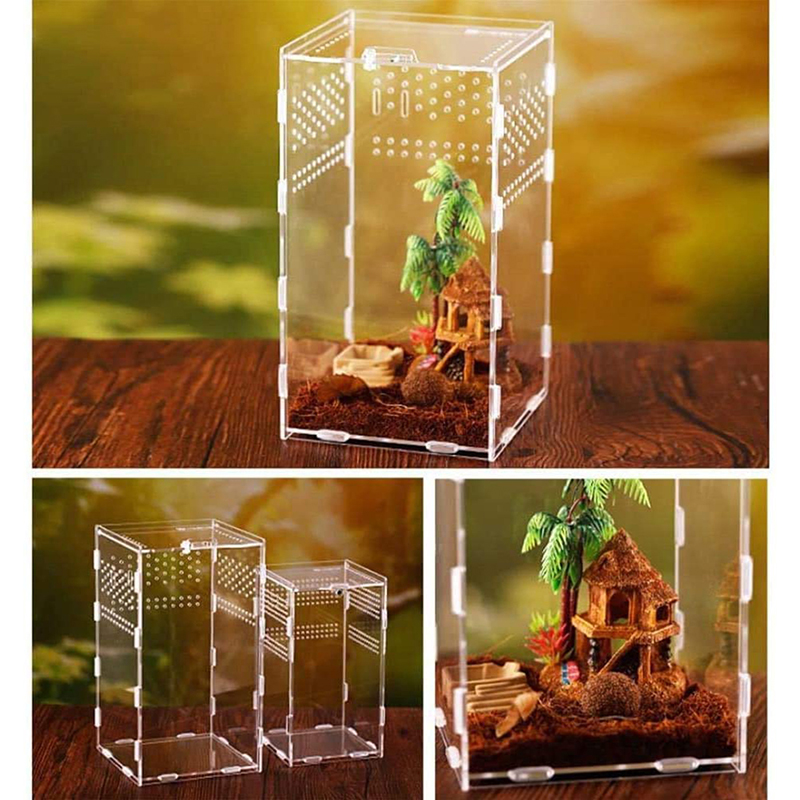 Reptile Terrarium Breeding Box Acrylic Case Nano Arboreal Tarantula Enclosure Spider Scorpion Bearded Dragon Habitat