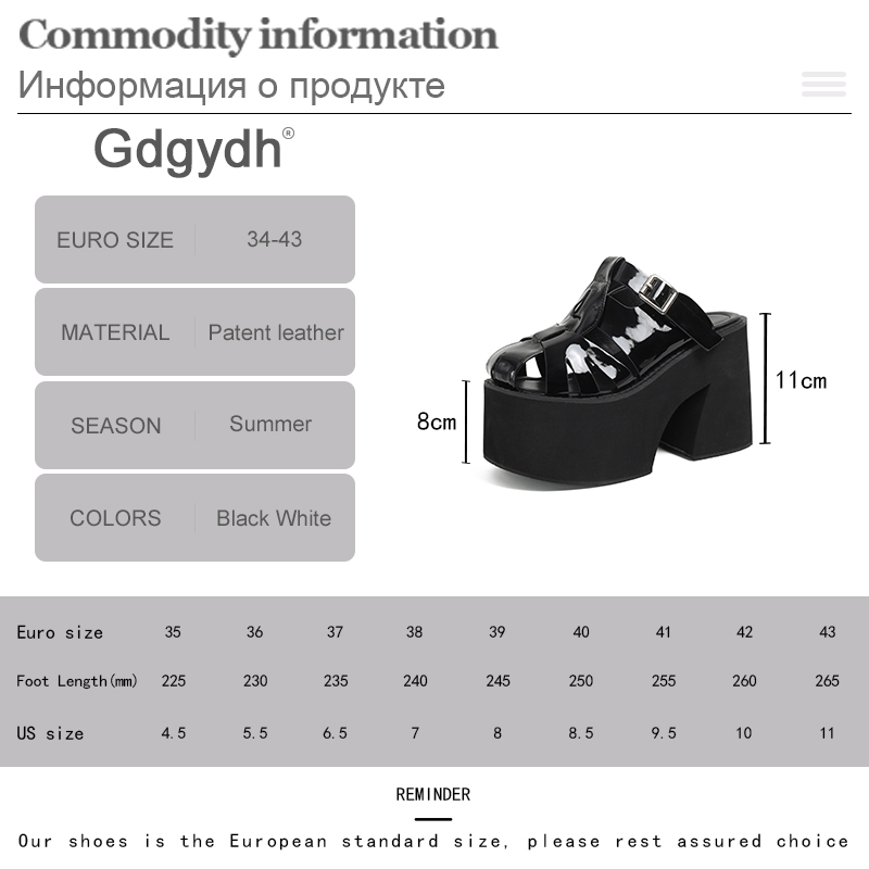 Women Platform Sandals Closed Toe Buckle Decor Solid Color Slip On Chunky Heels Mules Outdoor Non Slip Breathable