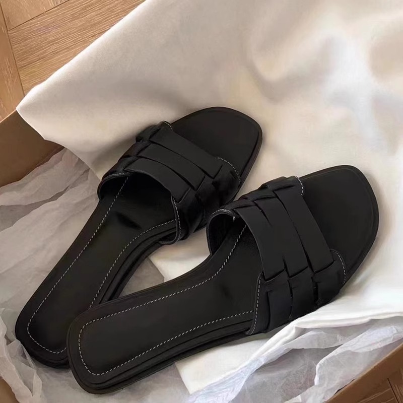 Womens New Summer Trend Buckle Flat Casual Shoes Home Slippers Luxury Daily Shallow Slip-ons Party Women's Sandals Large Size 41