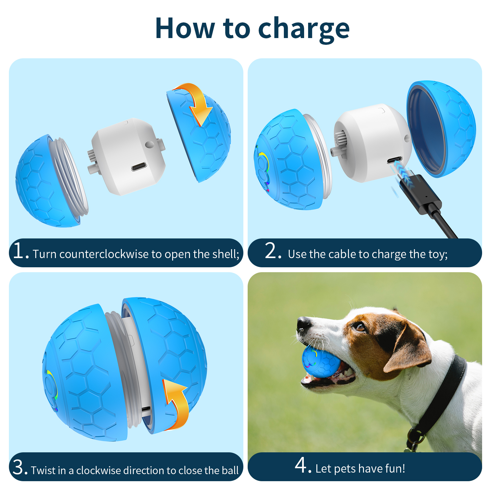 USB Rechargeable Smart Interactive Rolling Ball Pet Toy for Cats Dogs and Kittens Fun Training Gift for Furry Friends
