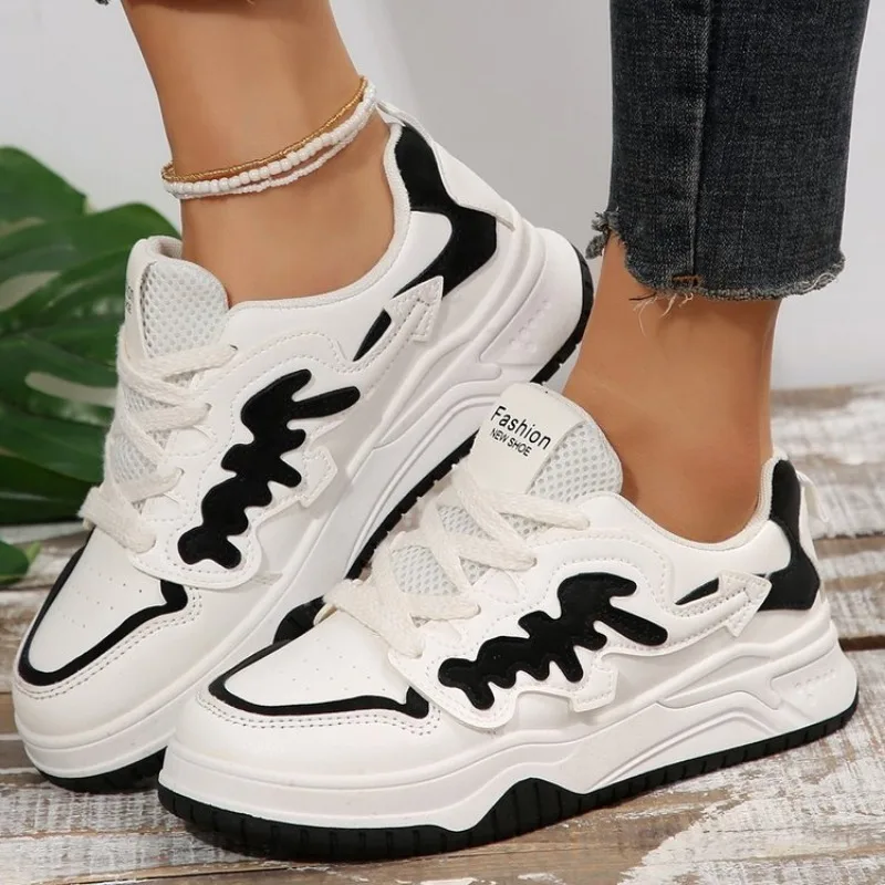 Women's Platform Lace-Up Skateboard Sneakers - Breathable Comfortable Running Shoes for hot Outdoor Sports & Jogging