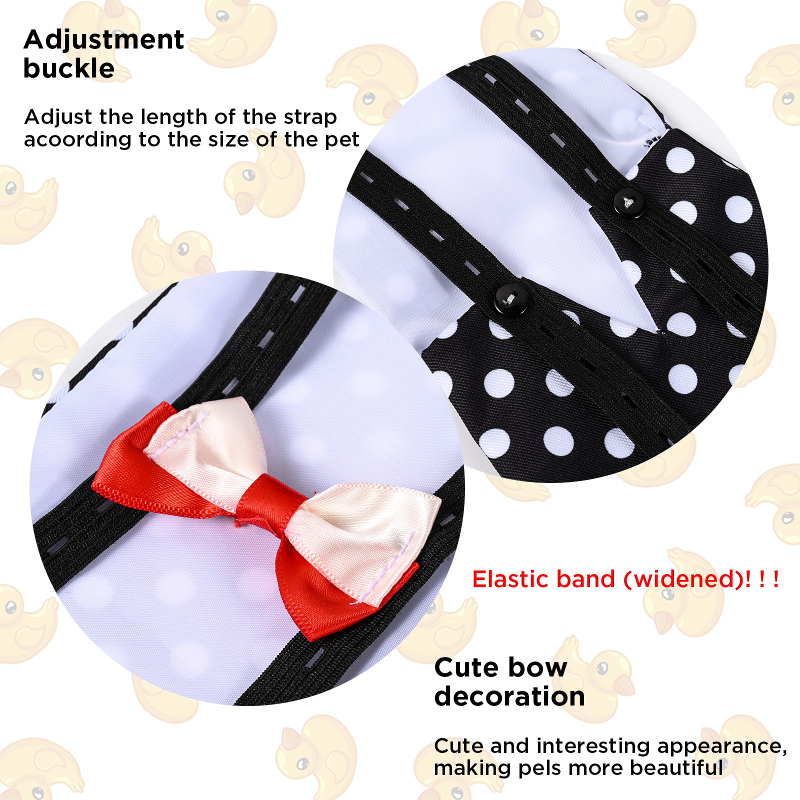 2pcs/set Washable Duck Diaper Chicken Goose Physiological Pants Nappy Bowknot Design With Elastic Band Pet underpants Product