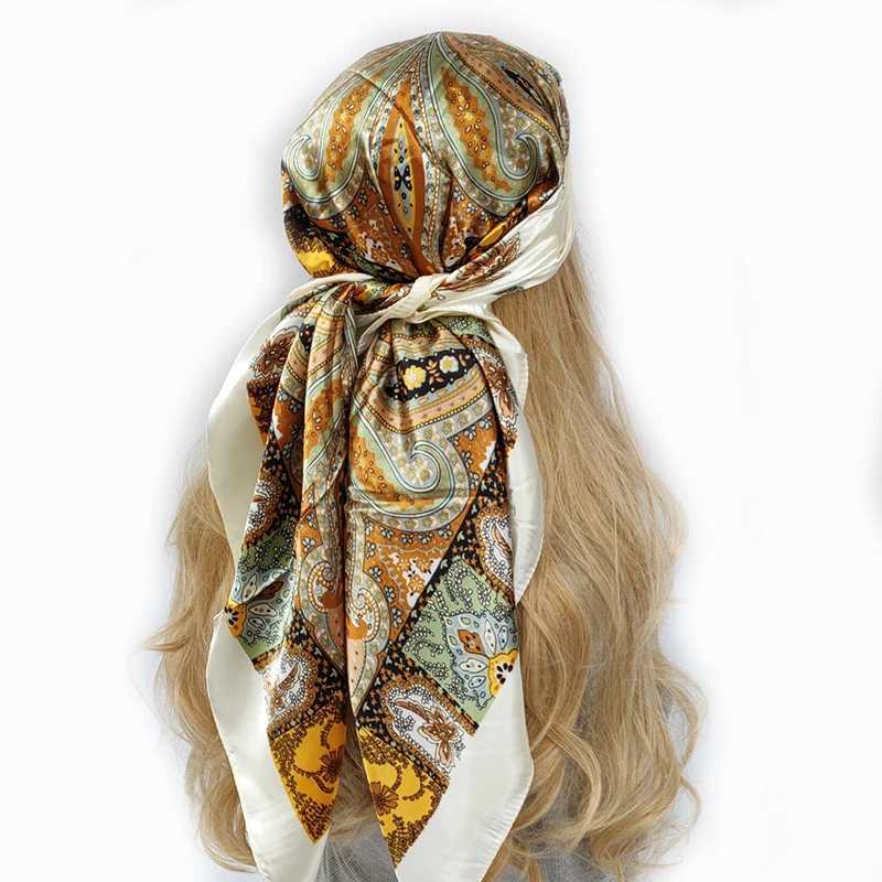 Luxury brand silk scarf fashionable foard satin shawl leopard 90 * 90cm square scarf with Pareo scarf ribbon X250324