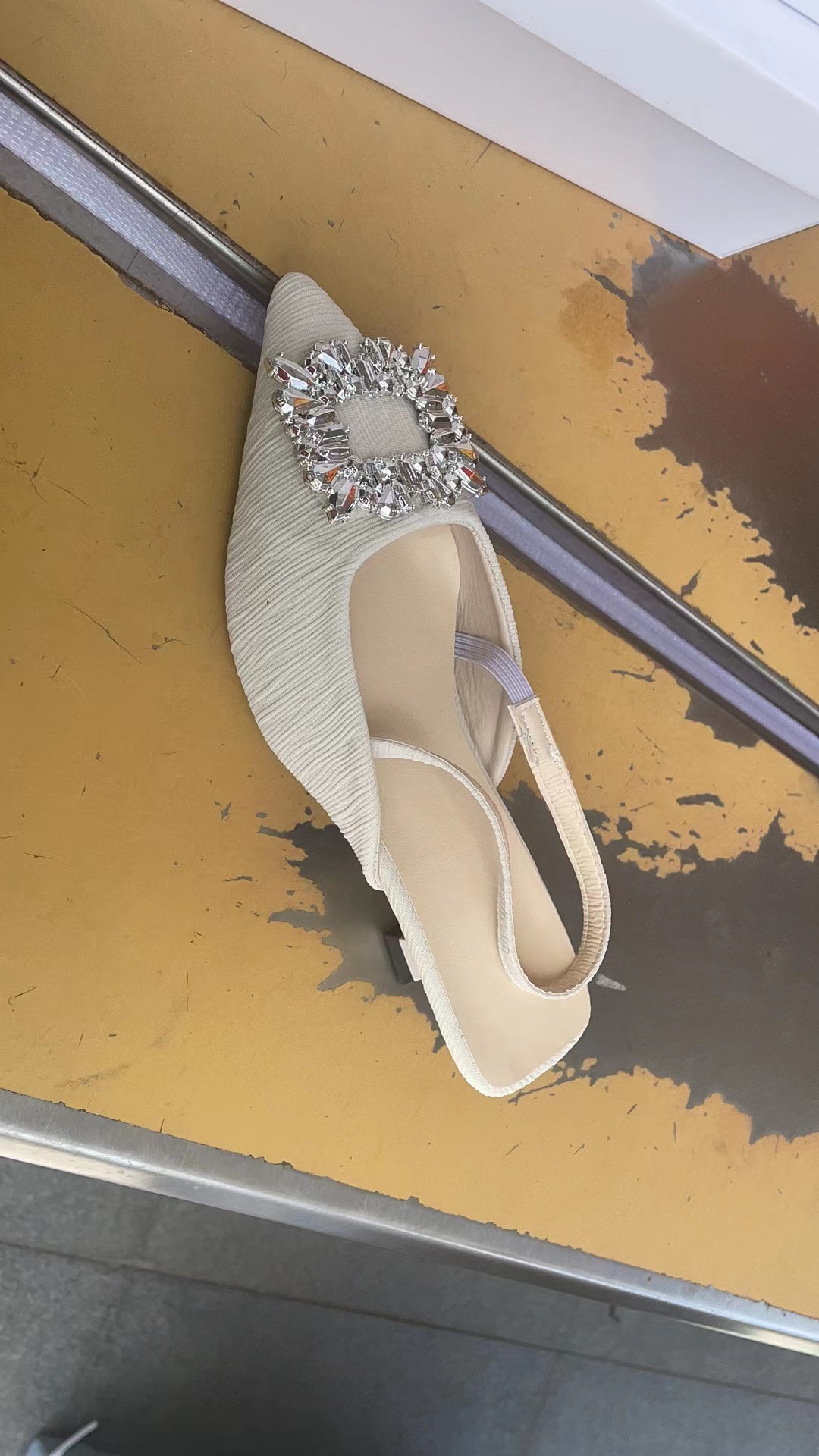 designer heels women Baotou Sandals Women's 2024 New Summer Water Diamond Square Buckle Fairy Wind Back Air French Thin Heel High Heel Pointed Si