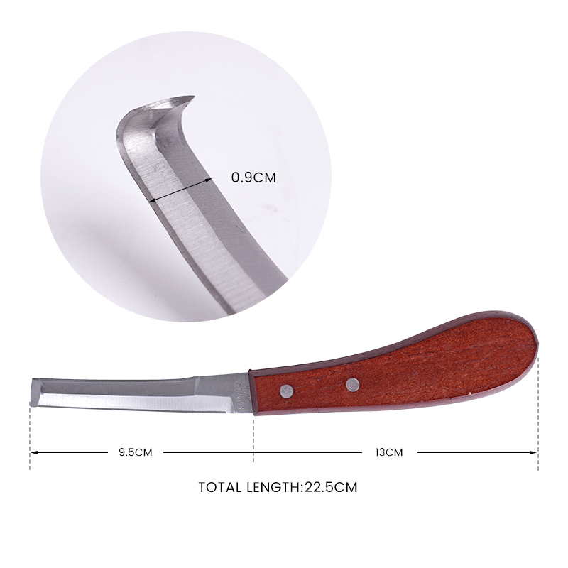 1Pc Horse Hoof Knife Stainless Steel Double Edge Blade Hoof Trimming Knives With Wooden Handle Cattle Sheep Hoof Trimming Tool