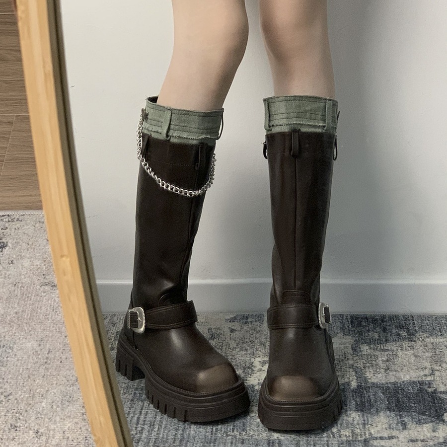 Women Winter Platform Long Boot Fashion Back Zippers Ladies Knee-High Boots Shoes Female Elegant Thick Bottom Footwear 308e s