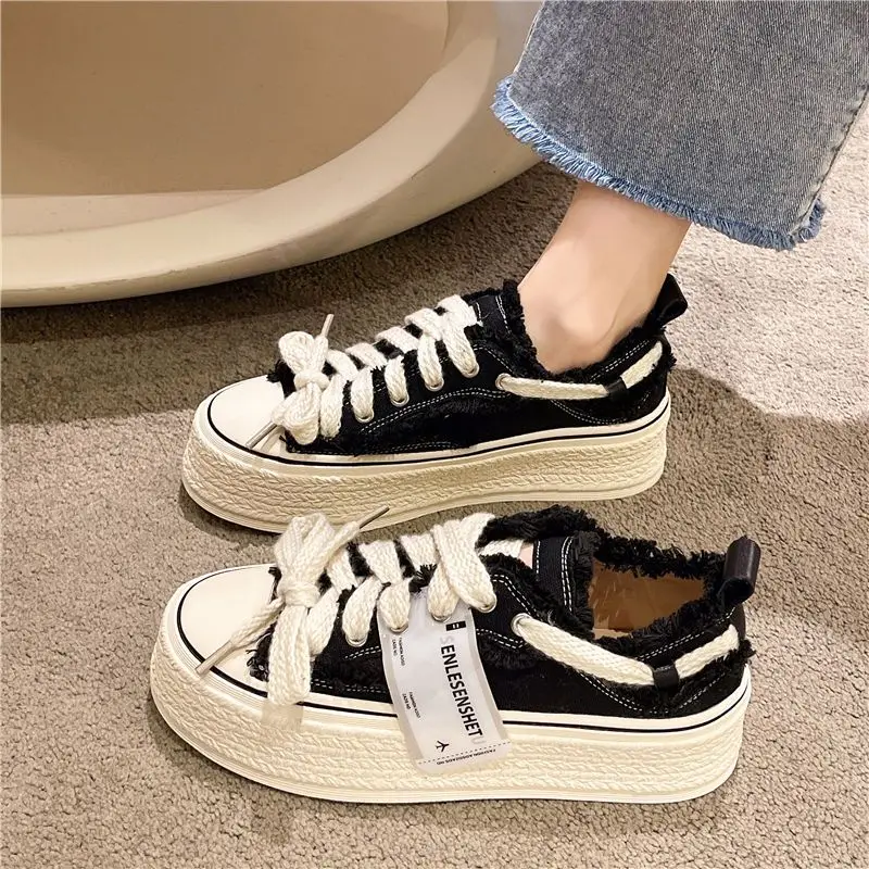 Women Casual Canvas Platform Shoes Woman High Top Spring New Flashion Vulcanize Pink Floral Espadrilles Tennis Female Sneakers