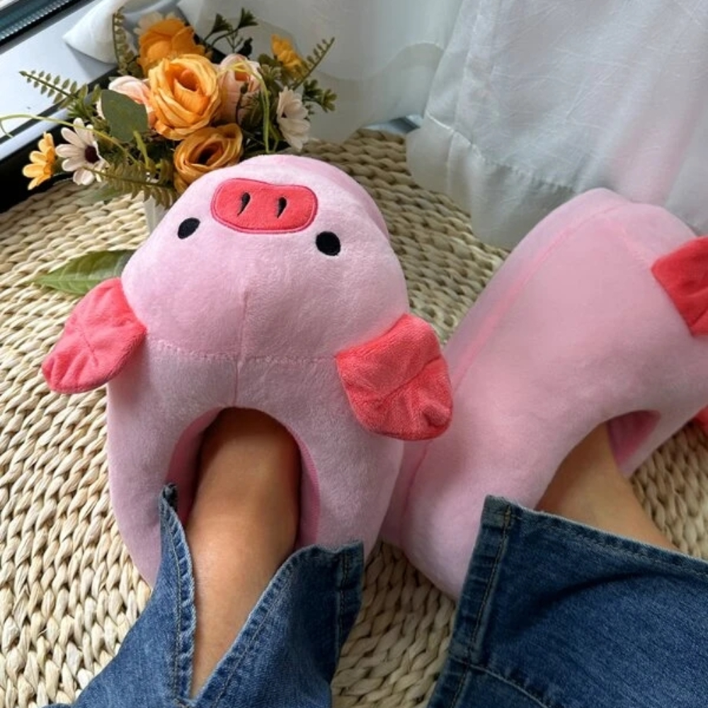 Cute Pig Winter New Women Slipper Heel Cover Warm Slippers Soft Fur Warm Indoor Comfortable Home Fluffy Home Slippers Shoes 913