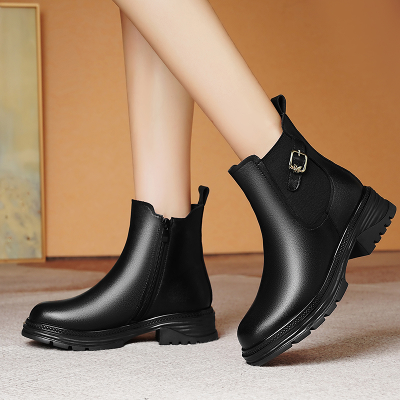 AIYUQI Women Ankle Boots Genuine Leather 2024 New Large Size Winter Boots Women Natural Wool Warm Marton Boots Women