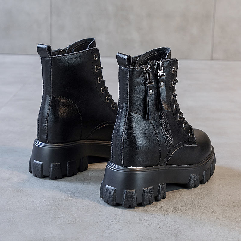 AIYUQI Women Ankle Boots Genuine Leather 2024 Spring Boots Velvet Inner Heightened Marton Boots Women Platform Women Short Boots