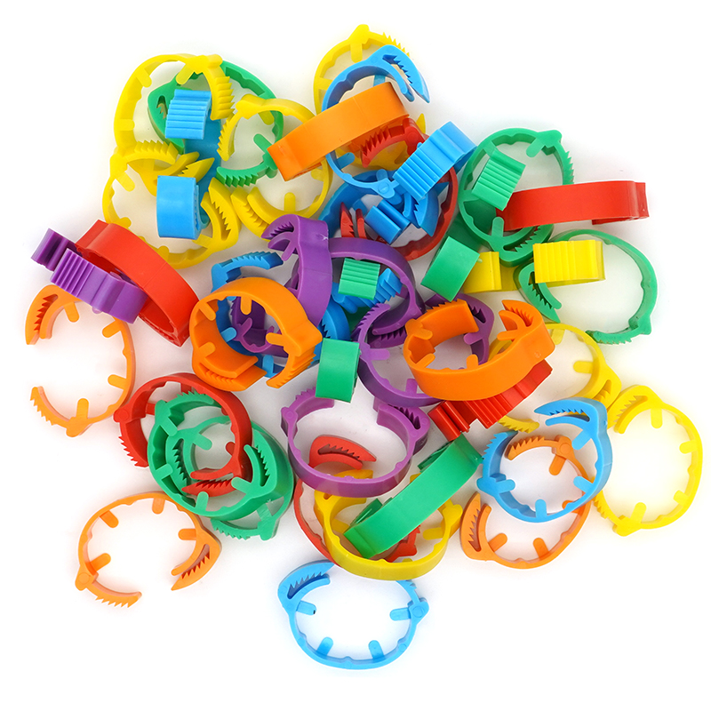 30PCS/50PCS Adjustable Chicken Foot Rings 6 Colors Inner Diameter Size 2~2.4cm Chicken Poultry Flexible Retractable Foot Rings