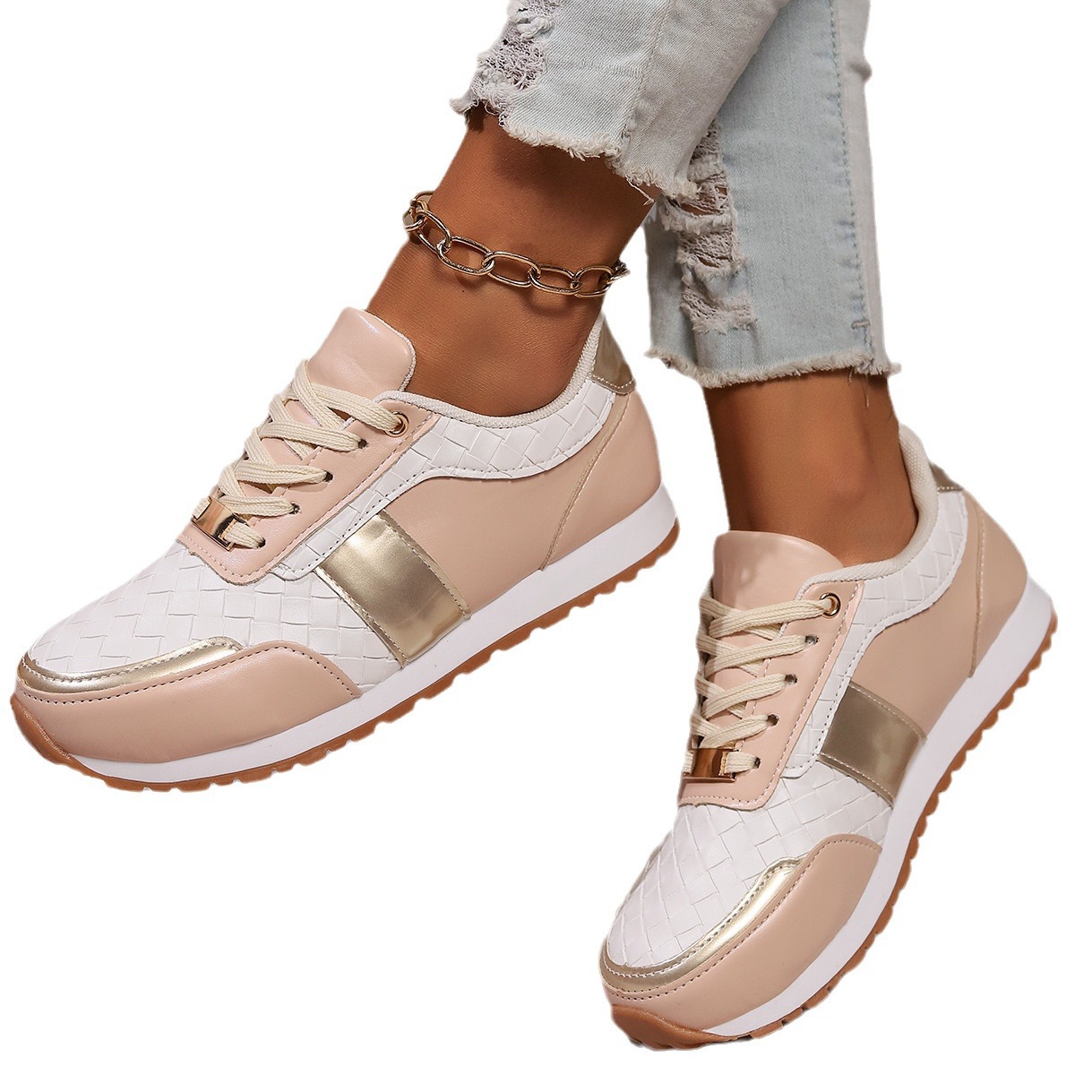 Designer Trend Sneakers Women Casual Lace Up Flat Running Walking Woman Footwear Breathable Women's Sports Shoes 2549 's
