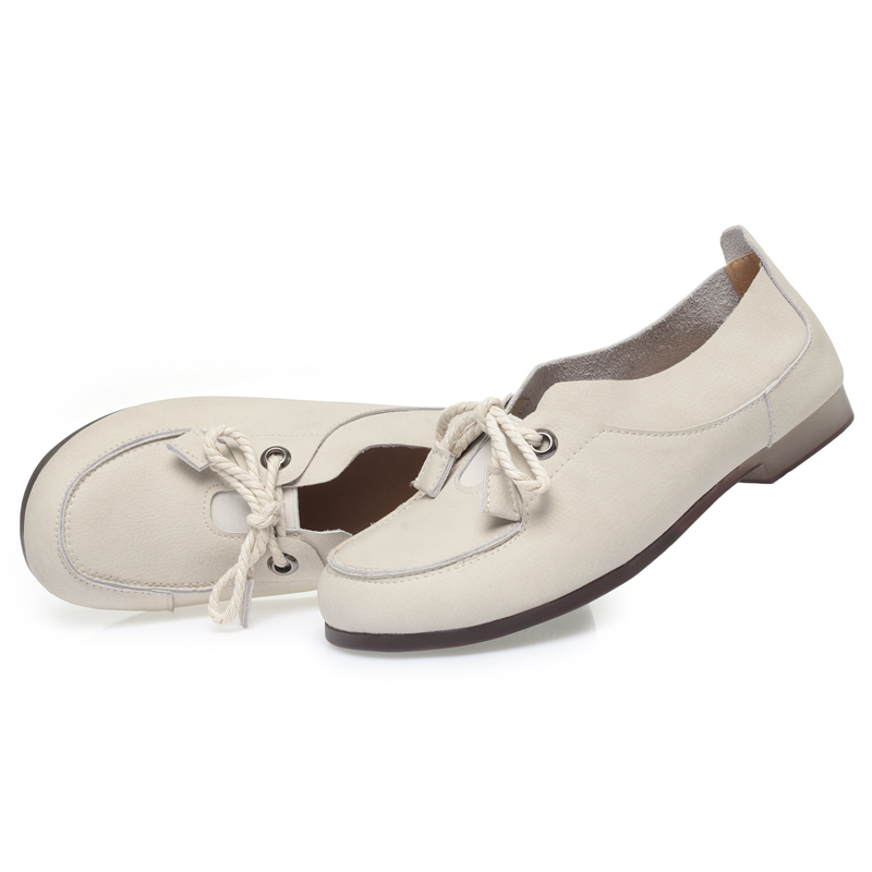 Vintage AIYUQI 2024 New Casual Spring Ladies Round Toe Lace-up Genuine Leather Large Size Women's Shoes fb5a
