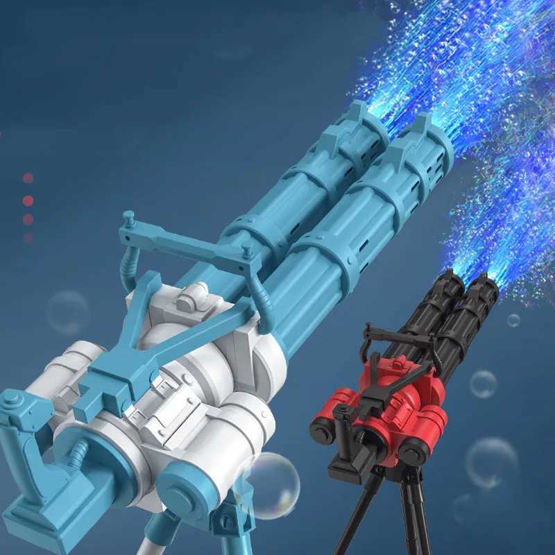 Automatic bubble gun rocket double tube bubble machine outdoor inflatable bubble toy childrens water Pomperos Childrens Day giftW240902