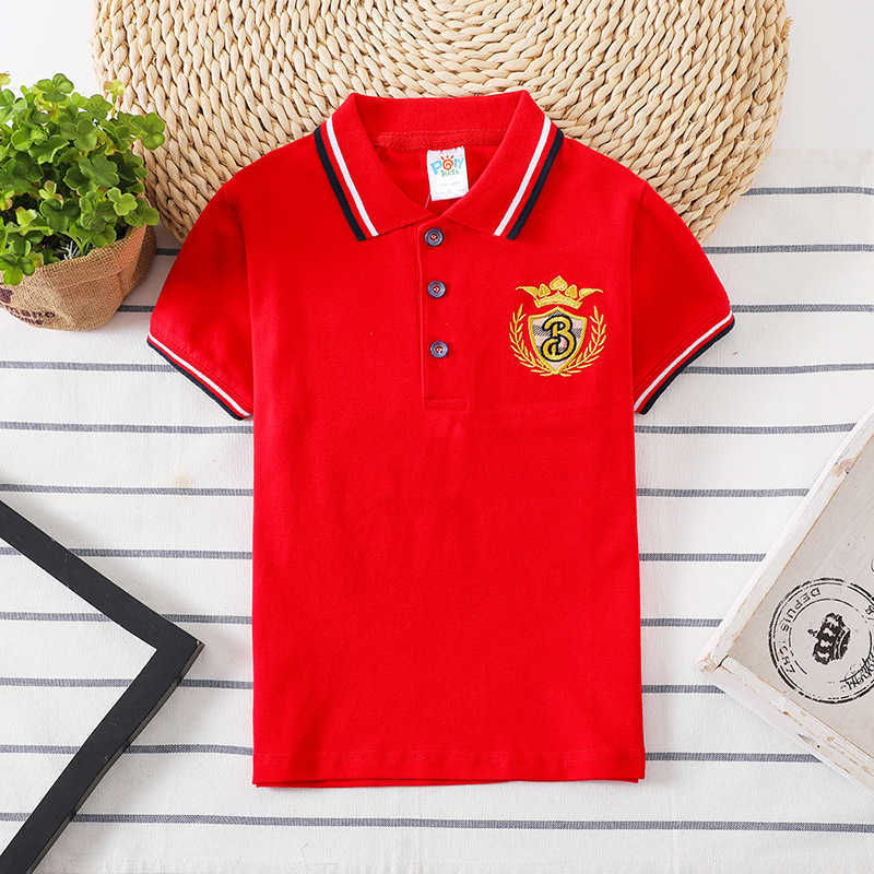 Polos Polos Childrens polo shirt cotton short seven boy shirt baby boy sports shirt top breathable childrens clothing 2-8 year old childrens T-shirt W