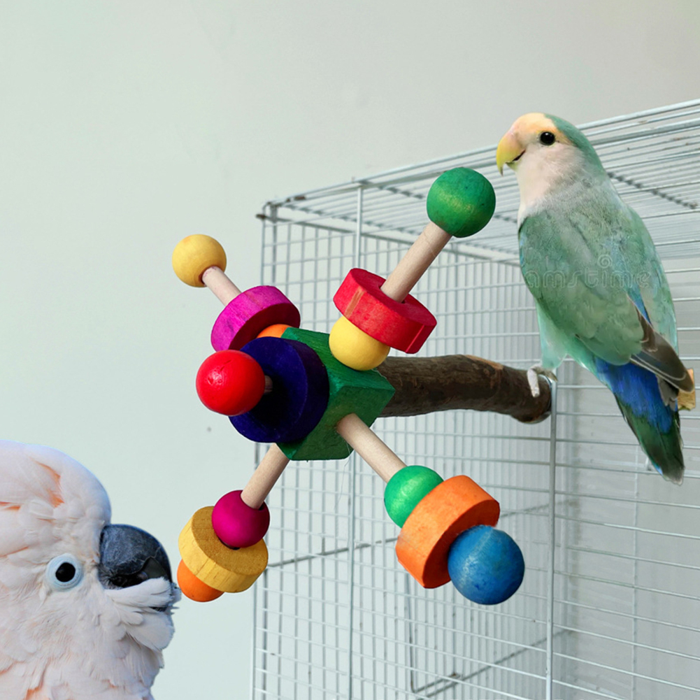 Wood Bird Perch Toy With Rotating Balls for Bird Cages Bird Foraging Toy Gyms Exercise Stand for Parrots Budgies Parakeets