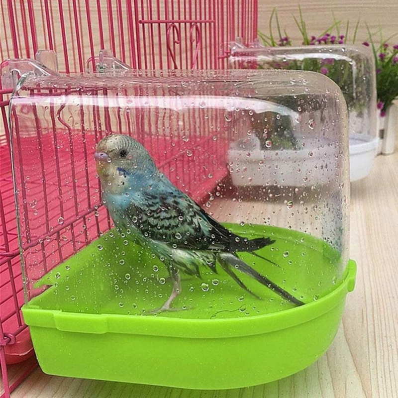 Pet Bird Bath Box Parrot Hanging Bathtub Easy to Install Canary Cage Plastic Case Water Bath Tub For Pet Bird Parrot Shower Bowl