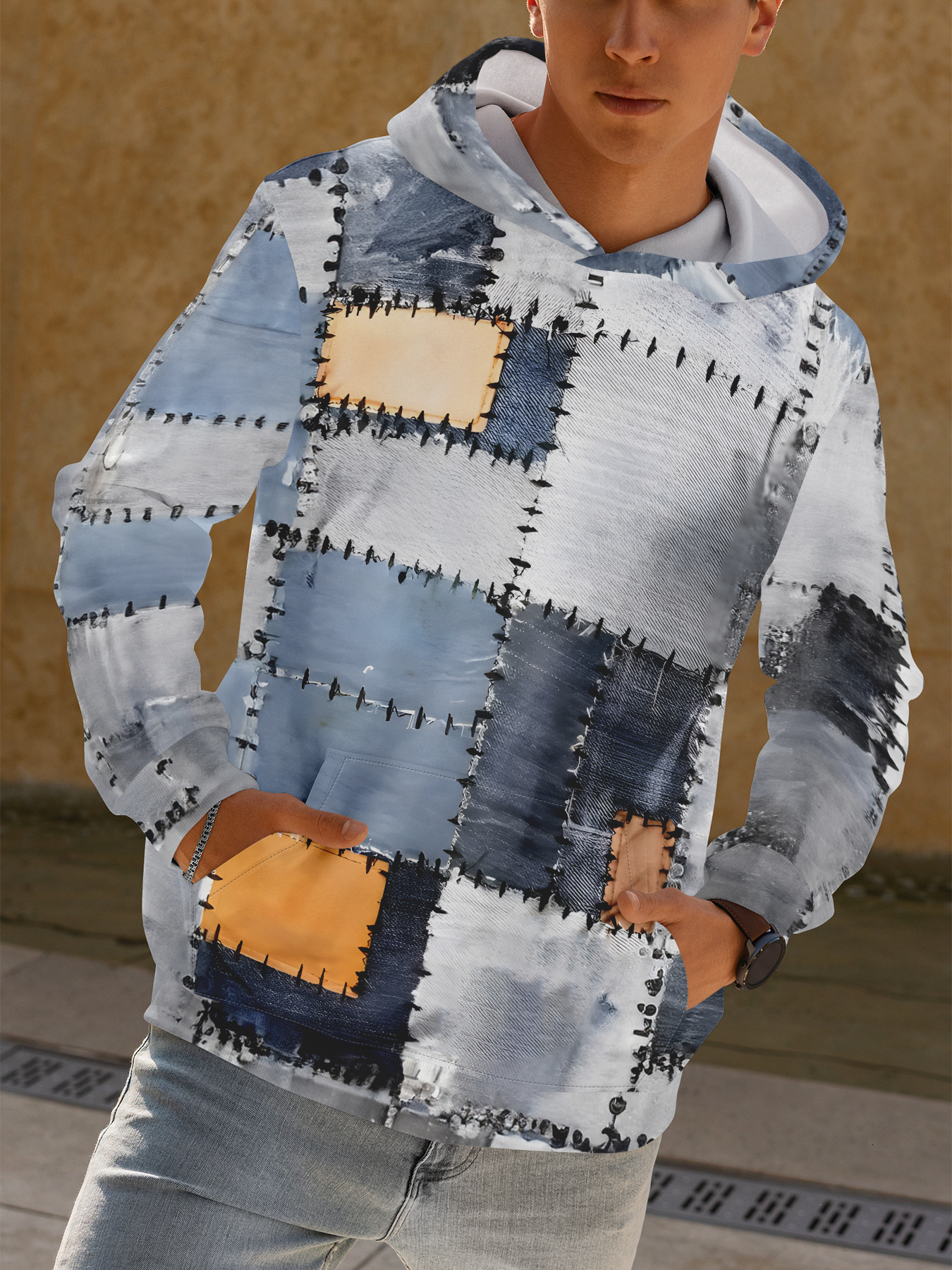 Stylish Men's Graphic Print Hoodie - Fashion Sweatshirts with Kangaroo Pocket, Active Long Sleeve, Hooded, Soft Brushed Fleece, Outdoor Wear, Cas