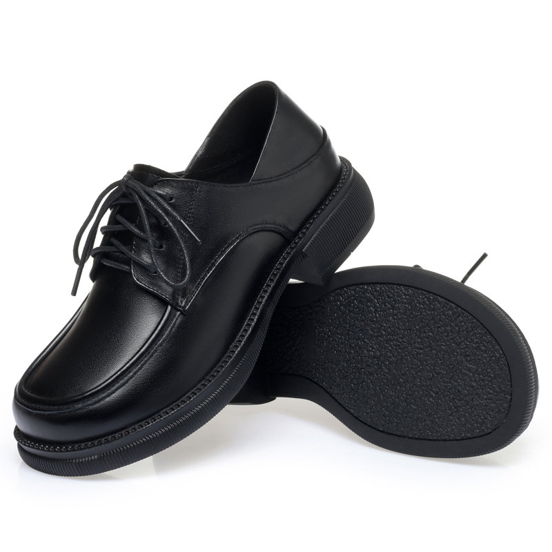 2025 NEW Loafers AIYUQI Spring New Genuine Leather Fashion Women Large Size Lace Up Mid Heel Work Shoes Ladies d