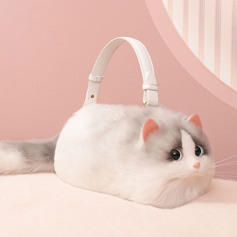 New Cute Popular Cat Small Bag Smooth Hand Feeling Not Easy To Lose Hair Hundred Mobile Phone Net Red Chain Crossbody Bag