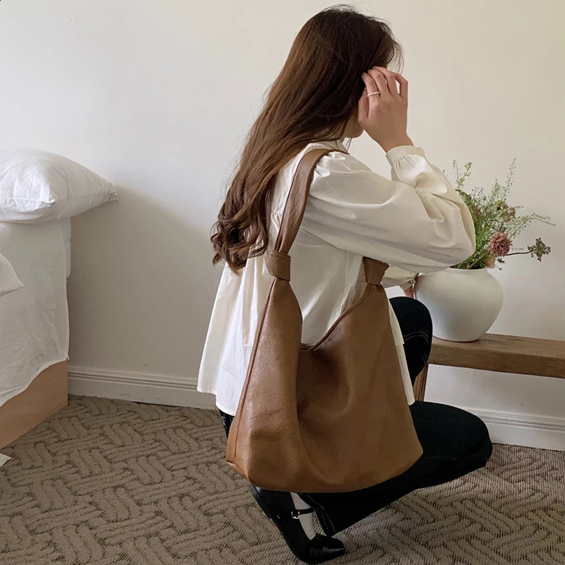Shoulder Bags for Women Large Hobo Shopper Bag Solid Color Quality Soft Leather Crossbody Handbag Lady Travel Tote Bag 240902
