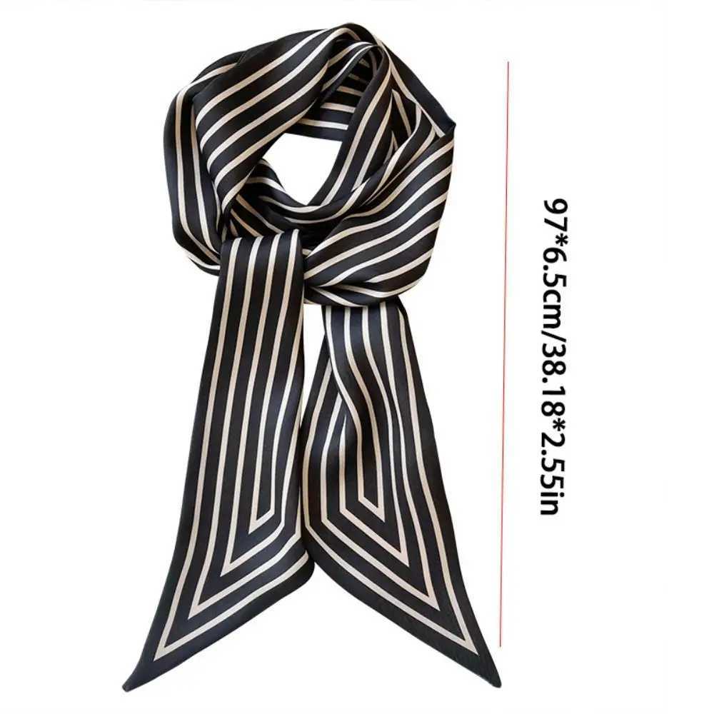 Band Packaging Fem Shawl Neckerchief Striped French Korean Scarf Printed Scarf Small Long Scarf Silk Scarf X250319
