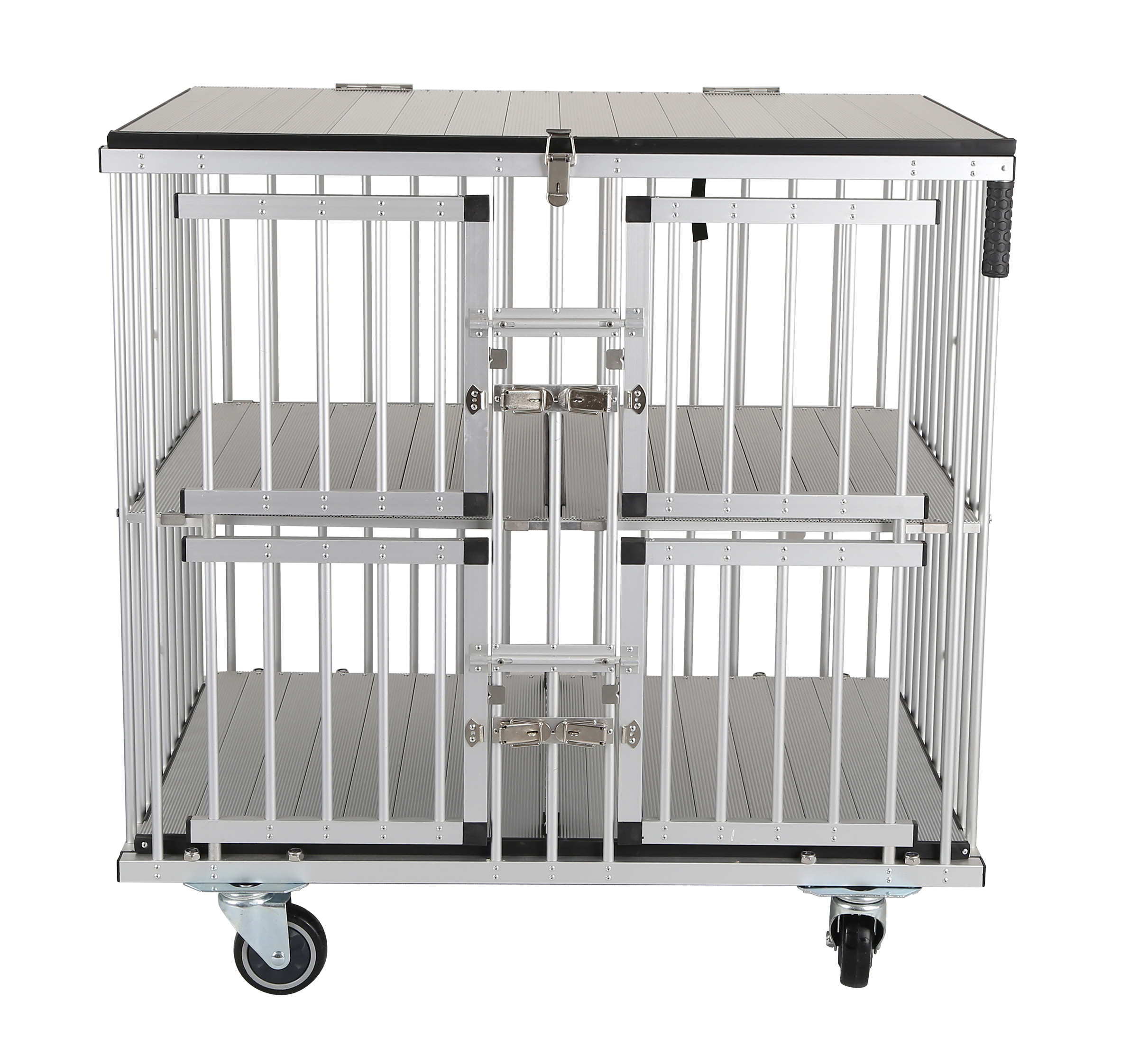 HF professional small pet cage Movable cage trolley pet carrier Aluminum Dog Handled pet cages