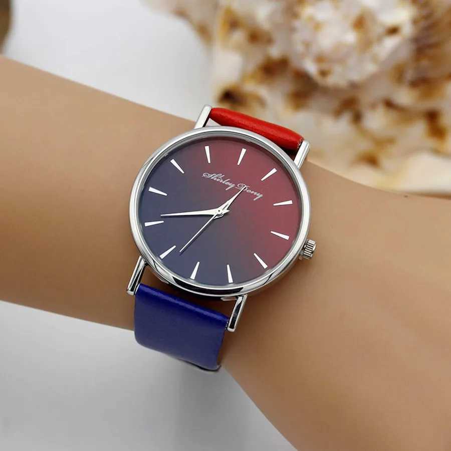 New ladies casual gradient ramp clock in 2 colors with luxurious text watch Fem quartz watch Feminino Zegarek Damski X250203
