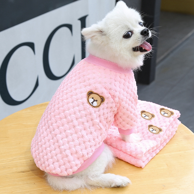 Cute Bear Autumn Winter Warm Dog Hoodie Thick Dog Sweater Pullover Sweater Warm Coat for Small Dogs Teddy Dog Pet Dog Clothes