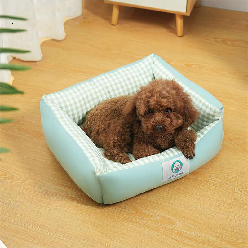 "Chic Plaid" Cozy All-Season Pet Bed For Small Dogs & Cats - Plaidcartoon Design, Soft Polyester Fiber, Artistic Decor 314